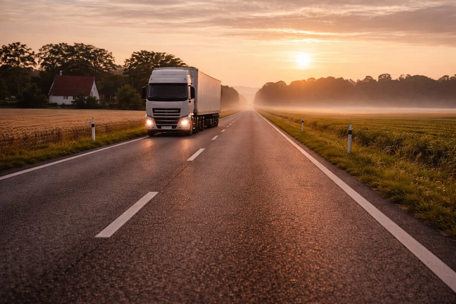 LKW im Sonnenuntergang